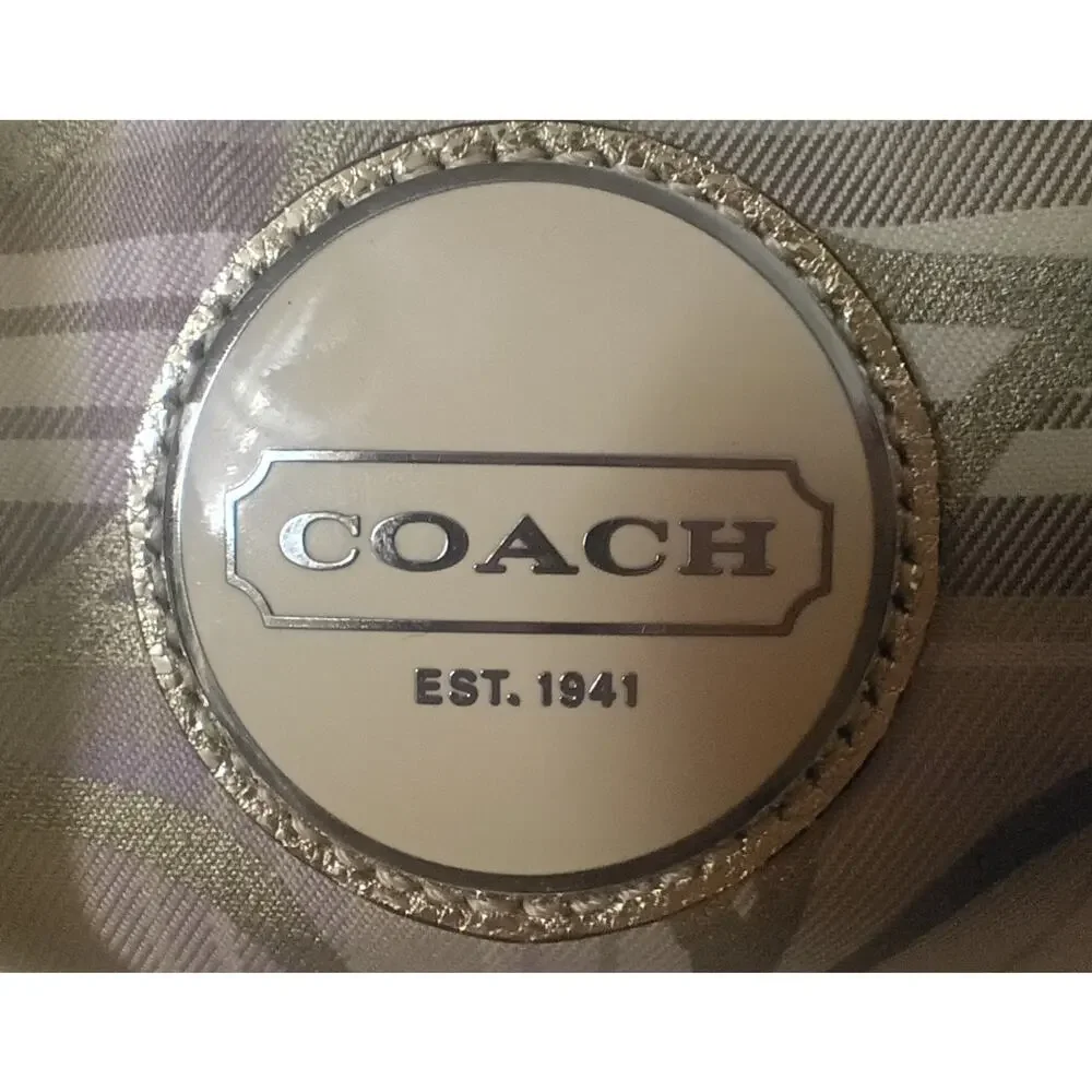 COACH Signature Lavender/Cream/Gray Tartan Plaid Shoulder Bag - Picture 8 of 9